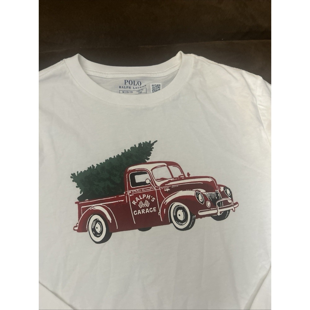 Polo Ralph Lauren M  Pick Up Christmas Ralph's Garage Long Sleeve T-Shirt YOUTH
